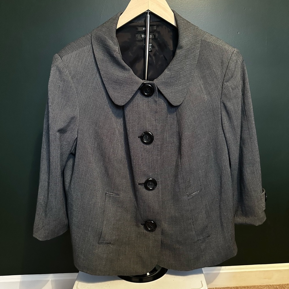 Style & Co Gray/Black Blazer Size 18W